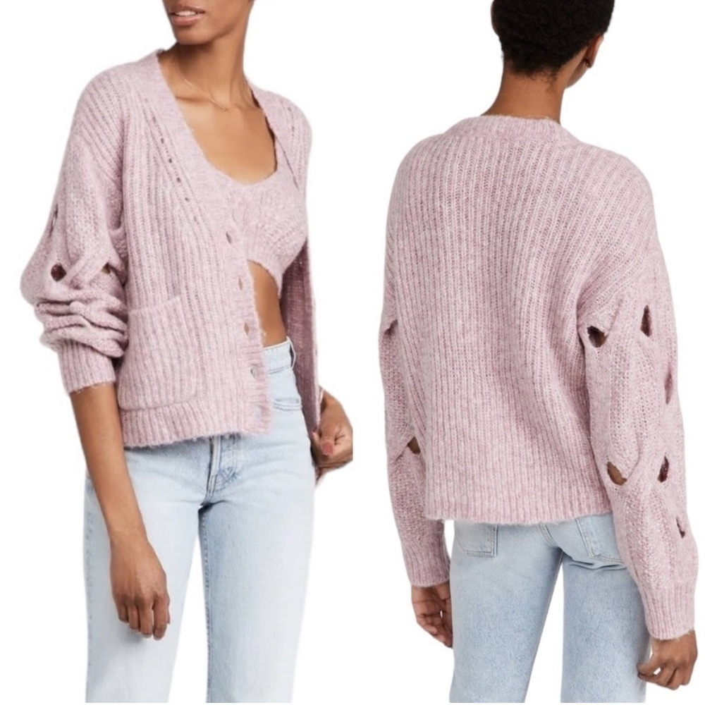 Jonathan Simkai Reagan Cardigan in Lilac‎ Melange